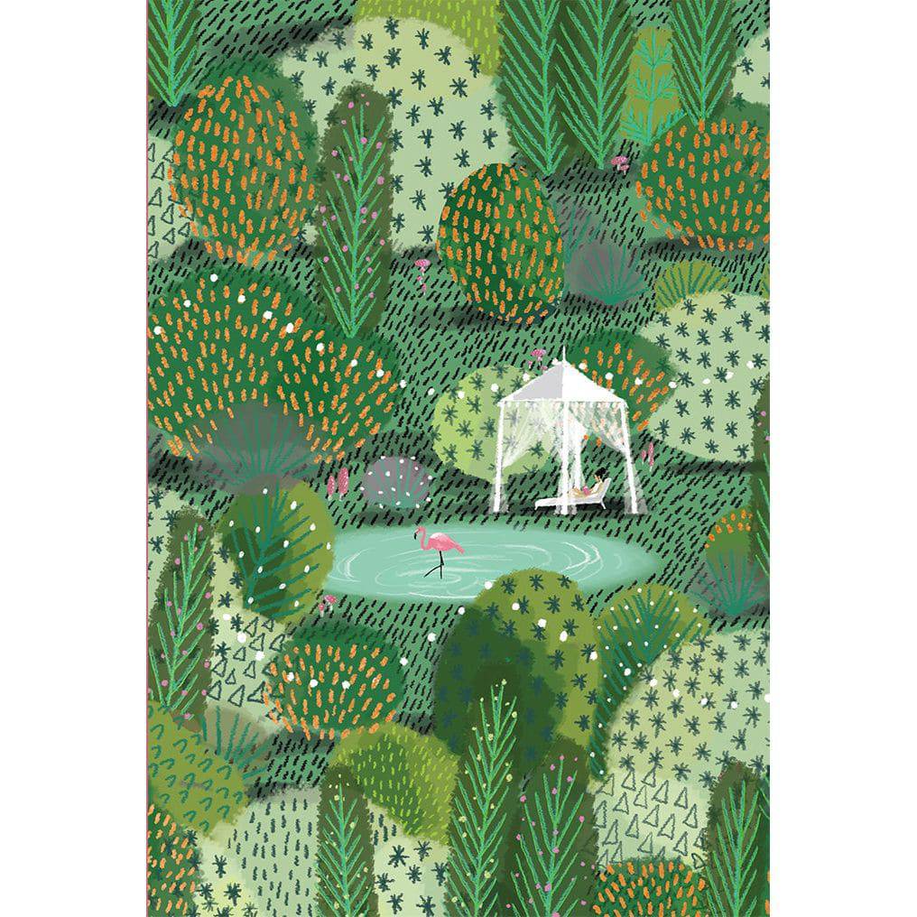 Cute tiny flamingo birthday card from Pictura featuring a colorful flamingo illustration on a cheerful greeting card.